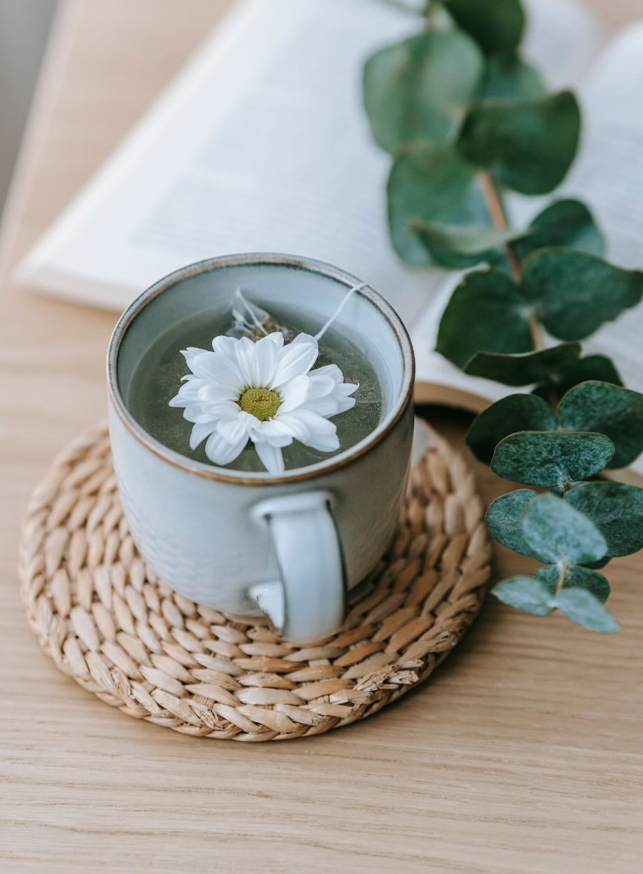 AJ enjoying a cup of tea